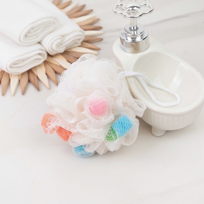 Мочалка для тела с поролоном, 30 г, цвета МИКС