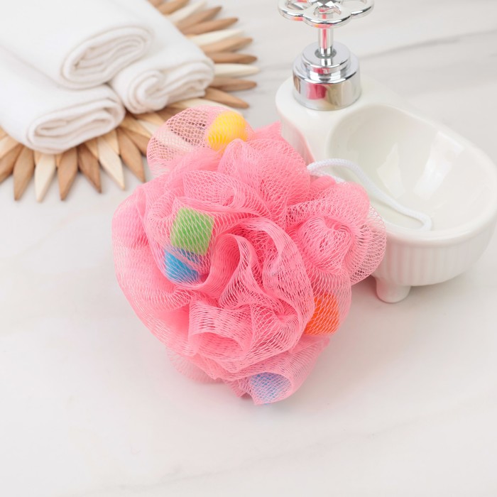 Мочалка для тела с поролоном, 30 г, цвета МИКС