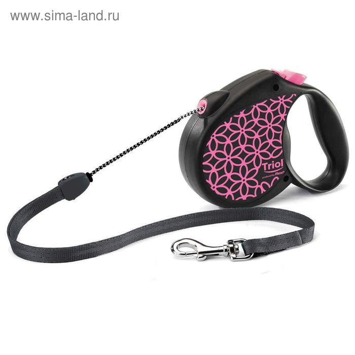 Поводок-рулетка для собак Triol-Flexi Life Pink, трос, S, 5 м до 12 кг