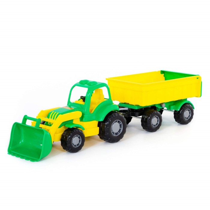 Трактор с прицепом №1 и ковшом «Крепыш», цвета МИКС
