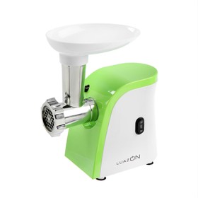 

Мясорубка Luazon LMG-1805, 600 Вт, 2 решётки, реверс, соковыжималка, бело-зелёная