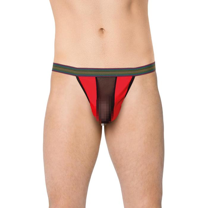 Стринги мужские SoftLine Collection, со вставкой из сетки, цвет красный, размер OS