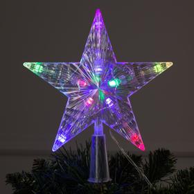 Светодиодная верхушка на ёлку «Звезда белая» 16 см, 10 LED, провод 2 метра, 220 В, свечение мульти Ош