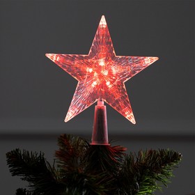 Светодиодная верхушка на ёлку «Звезда красная» 16 см, 10 LED, провод 2 метра, 220 В, свечение красное Ош