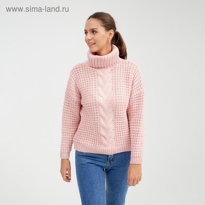фото Свитер женский с воротом, цвет розовый, размер one size (42-46)