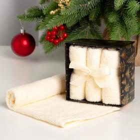 Набор махровых полотенец 'Merry cristmas' 30х30 см - 3 шт, хлопок 340гр/м2 Ош