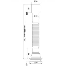 Гофросифон "АНИ пласт" G706, 1 1/2 х 40/50 мм, с нержавеющей решеткой, L= 350-760 мм от Сима-ленд