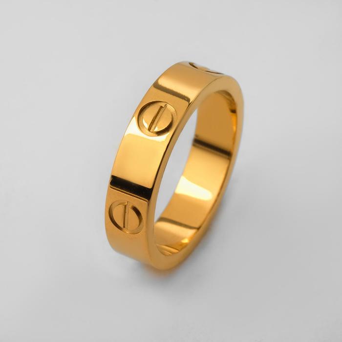 Кольцо "Гайки", цвет золото, размер 17