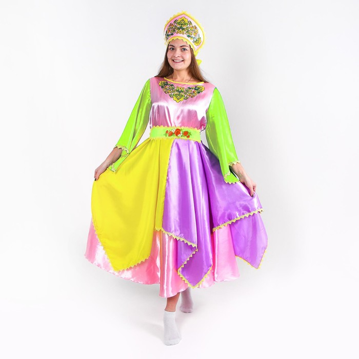 Карнавальный костюм «Весна», платье, кокошник, р. 50-52 карнавальный костюм лето платье кокошник р 50 52