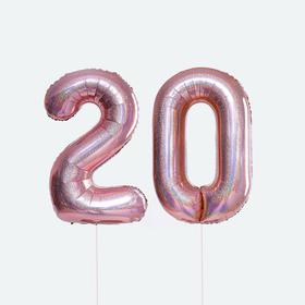 

Шар фольгированный 40" «Цифра 20», розовая голография