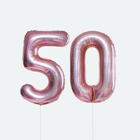 

Шар фольгированный 40" «Цифра 50», розовая голография