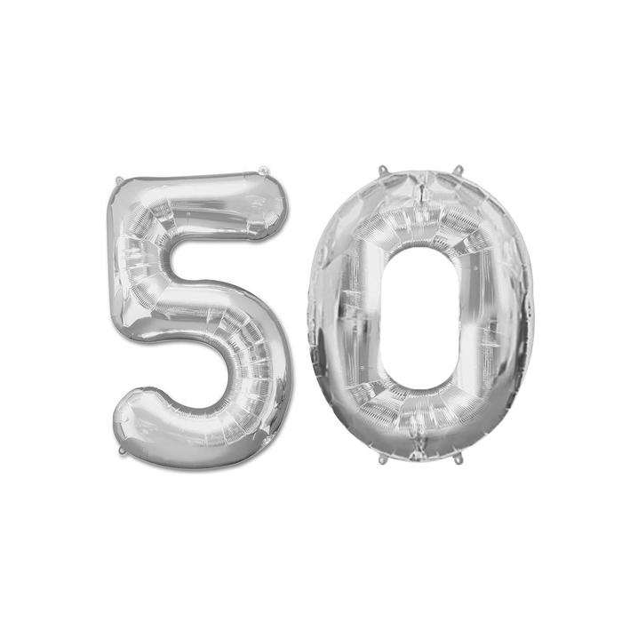 

Шар фольгированный 40" «Цифра 50», цвет серебро, голография