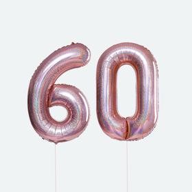 

Шар фольгированный 40" «Цифра 60», розовая голография