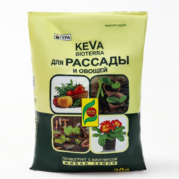 Почвогрунт KEVA BIOTERRA для Рассады и Овощей, 20 л почвогрунт keva bioterra для рассады и овощей 10 л