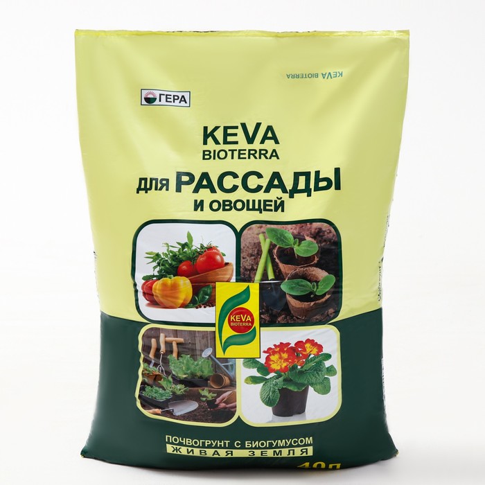 Почвогрунт KEVA BIOTERRA для Рассады и Овощей, 40 л почвогрунт keva bioterra для рассады и овощей 10 л