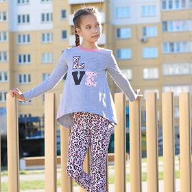 

Туника для девочки, цвет серый меланж, рост 104 см