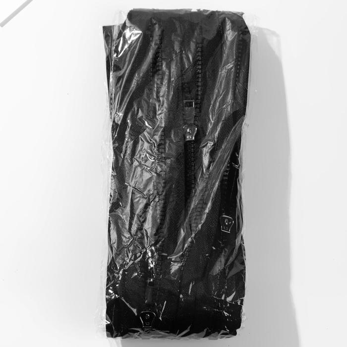 Молния «Трактор», №5, разъёмная, декоративное звено «Квадрат», 50 см, цвет чёрный/чёрный никель