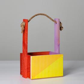 

Кашпо деревянное, 15×12×8.5(25) см "Пауль и Любовь. Дари ярко! С заботой", четырёхцветное