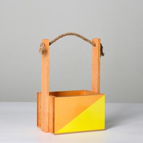 

Кашпо деревянное, 15×12×8.5(25) см "Пауль и Любовь. Трио, Цитрус", трёхцветное
