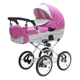

Коляска Bruno Ecco Prestige, 2 в 1, цвет розовый/белый