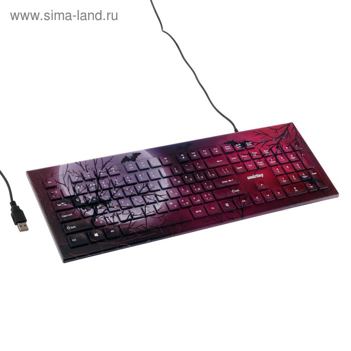 Клавиатура Smartbuy 223 USB Moon, проводная, мембранная, 104 клавиши, USB, красная