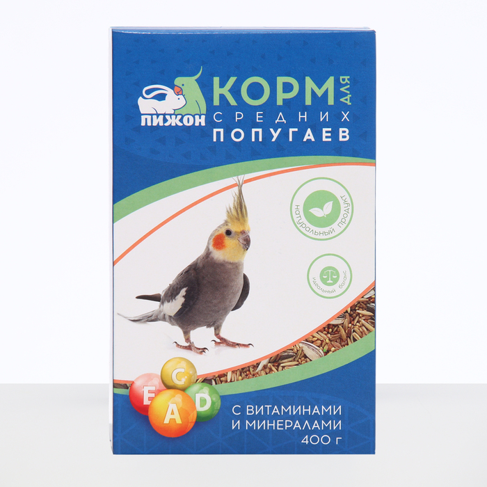 Корм "Пижон" для средних попугаев, с витаминами и минералами, 400 г