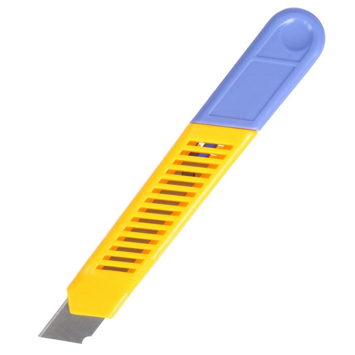 Нож канцелярский 18мм пластик фиксатор МИКС в блистере