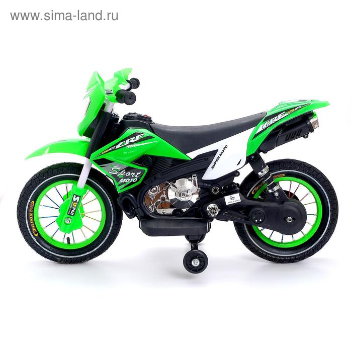 фото Электромотоцикл «кросс», пневматические колеса, цвет зелёный