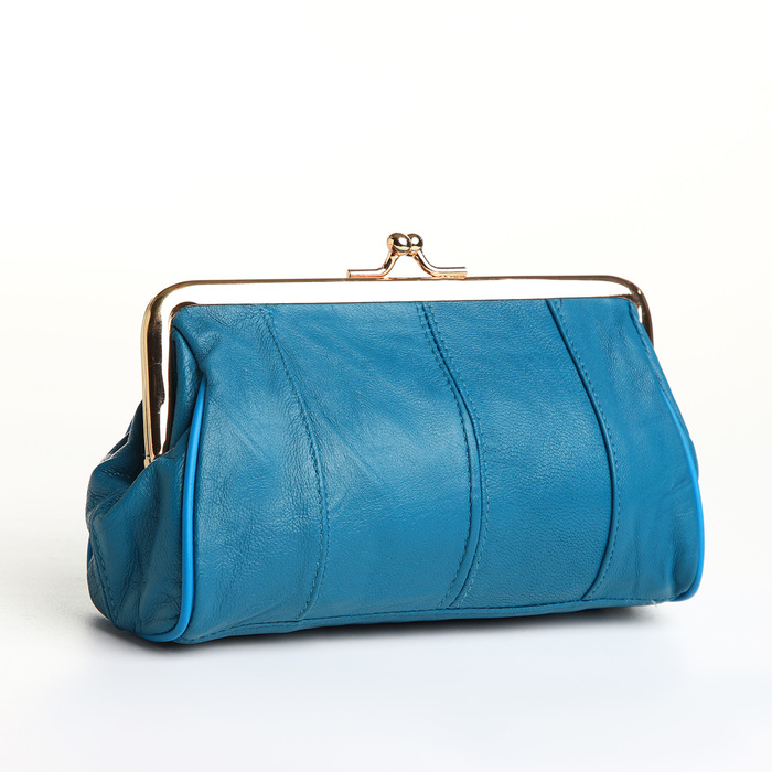 цена Косметичка-фермуар, 2 отдела на фермуаре, наружный карман, цвет голубой