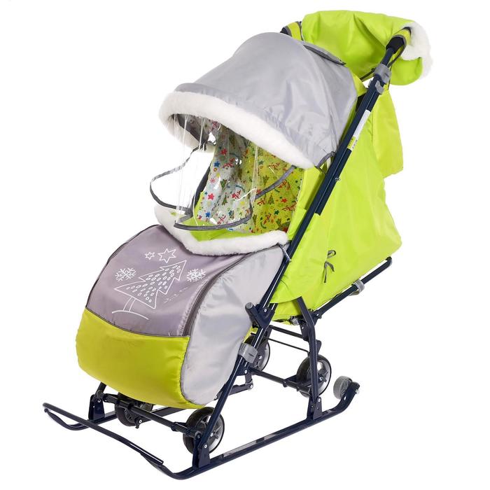 фото Санки-коляска «наши детки 4-1», цвет серый с лимонным nika kids