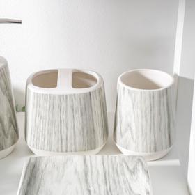 

Набор аксессуаров для ванной комнаты «Вуд», 4 предмета (мыльница, дозатор для мыла 310 мл, 2 стакана), цвет серый