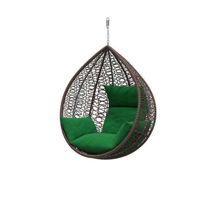 фото Подвесное кресло без стойки «бароло», капля, цвет коричневый, подушка зелёная кемпинггрупп