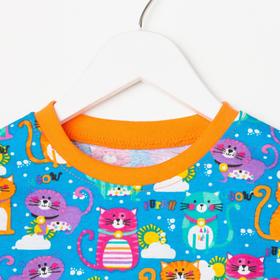 

Пижама для девочки, цвет синий/кошки, рост 134 см