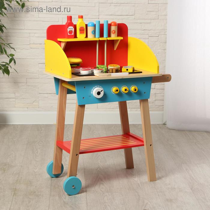 фото Игровой деревянный набор "барбекю" 52х30х70 см