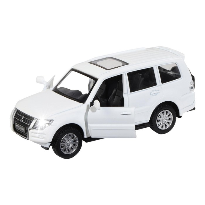 фото Машина металлическая mitsubishi pajero 4wd turbo 1:43, инерция, открываются двери, цвет белый автопанорама