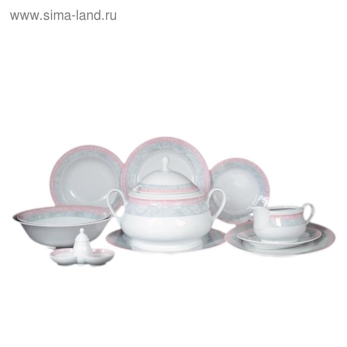 Столовый сервиз 6/25 Jana, декор «Серый мрамор с розовым кантом», 25 предметов 37322