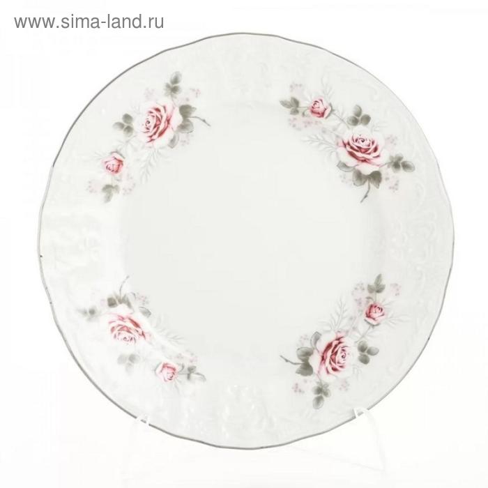 Тарелка десертная Bernadotte, декор «Бледные розы, отводка платина», 17 см менажница bernadotte декор бледные розы отводка платина