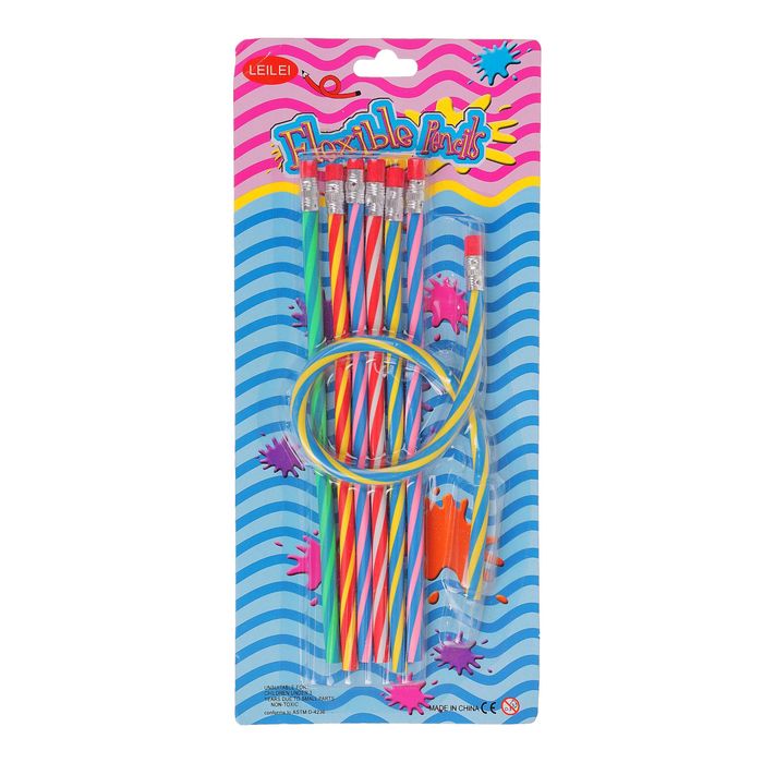 Набор карандашей чернографитных Гнущиеся с ластиками 07шт МИКС на блистере