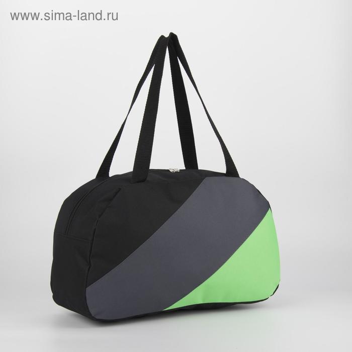 фото Сумка спортивная, отдел на молнии, наружный карман, цвет чёрный/серый/зелёный