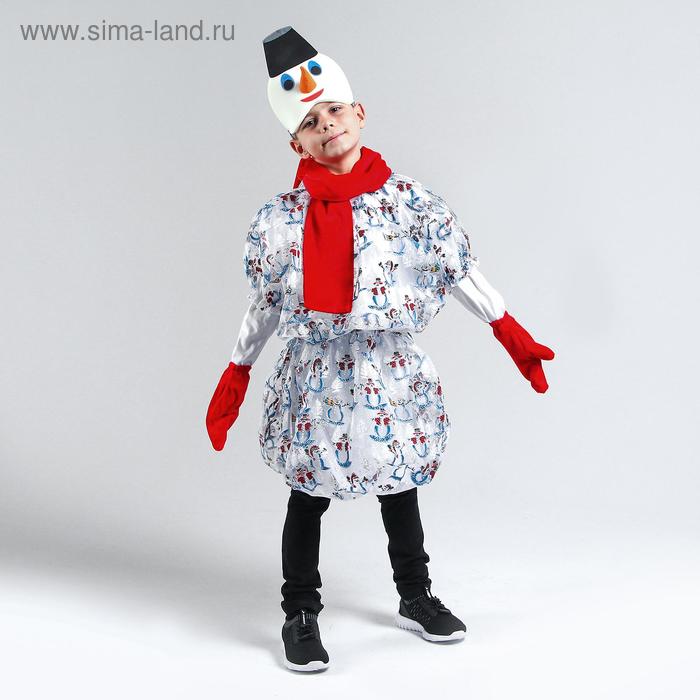 фото Карнавальный костюм «снеговик в варежках», куртка с рукавами, маска, шарф, р. 30, рост 98-110 см страна карнавалия