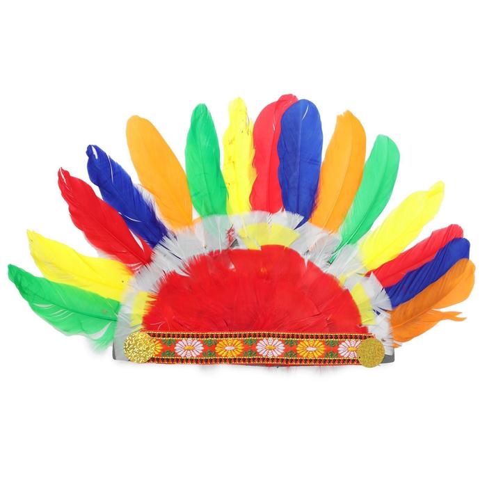 Головной убор «Индеец» из цветных перьев