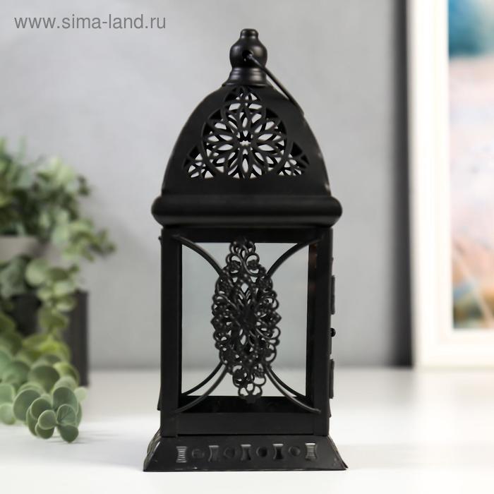 

Подсвечник металл, стекло на 1 свечу "Фонарик. Фес" чёрная 21,5х9,7х9,7 см