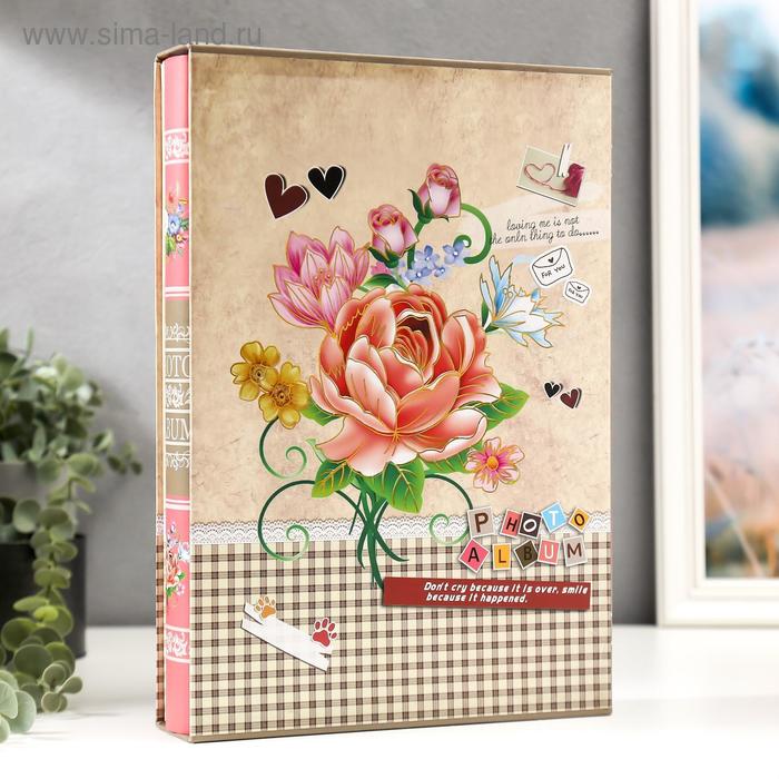 

Фотоальбом на 300 фото 10х15 см "Клетка/Полоска и цветы" в коробке МИКС 33,5х23х5,5 см