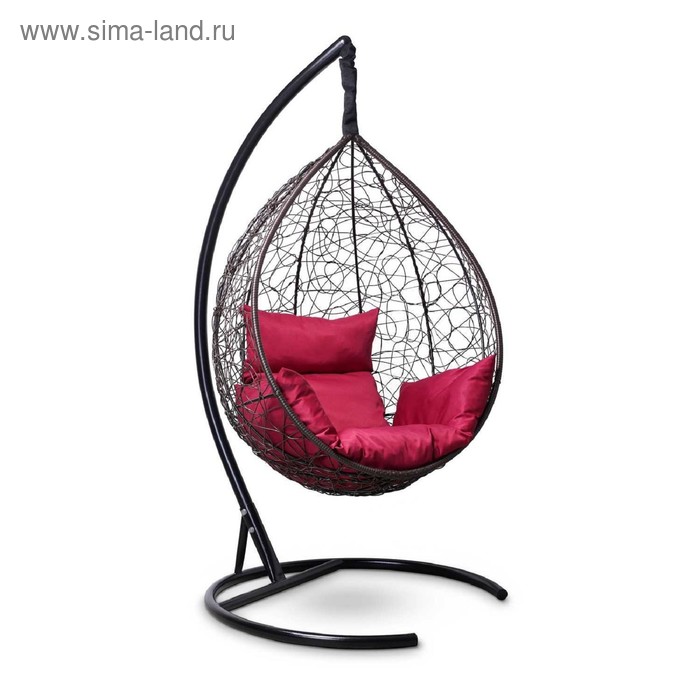 Подвесное кресло SEVILLA коричневое, бордовая подушка, стойка подвесное кресло sevilla черное бордовая подушка стойка