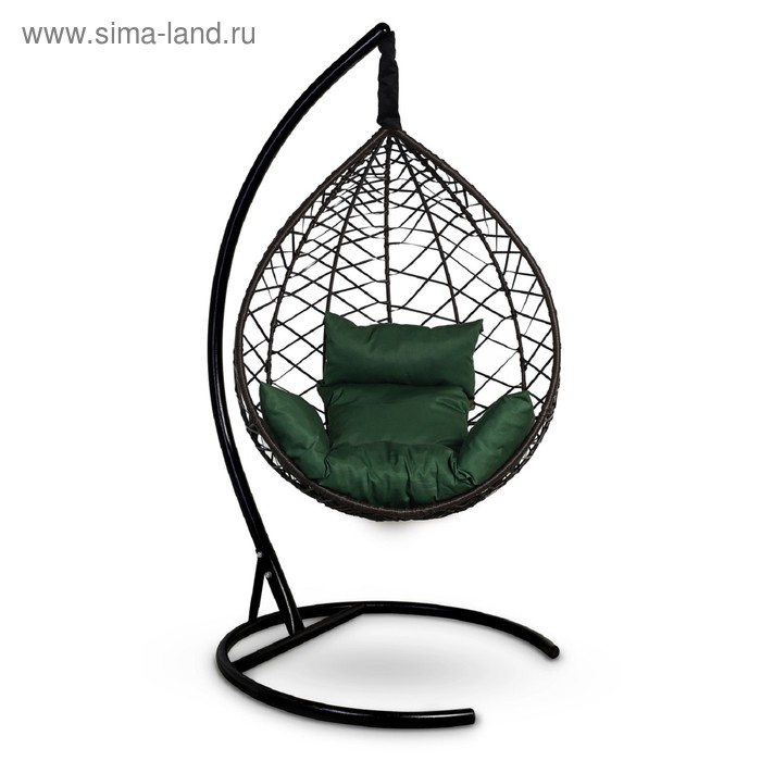 Подвесное кресло Alicante коричневое, зеленая подушка, стойка кресло подвесное lunar white подушка стойка