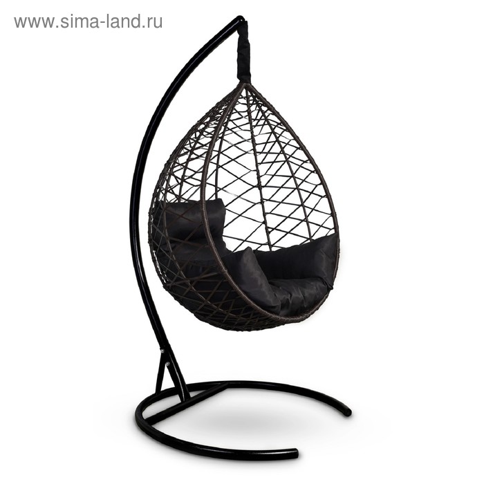 Подвесное кресло Alicante коричневое, чёрная подушка, стойка кресло подвесное lunar white подушка стойка
