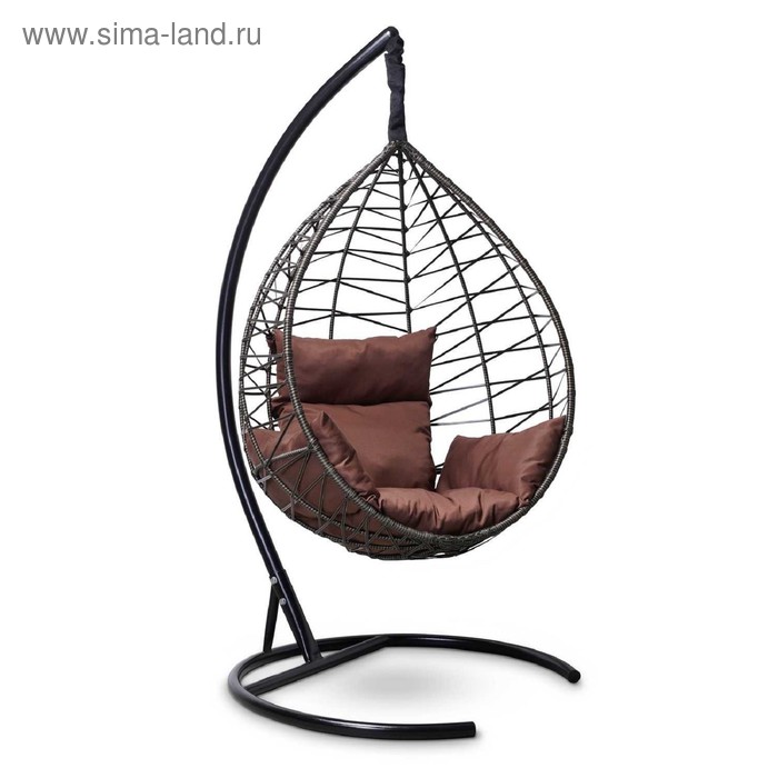 Подвесное кресло Alicante черное, коричневая подушка, стойка кресло подвесное lunar white подушка стойка