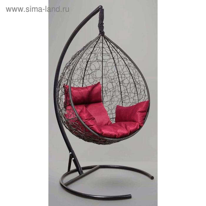 Подвесное кресло SEVILLA черное, бордовая подушка, стойка подвесное кресло sevilla черное коричневая подушка стойка
