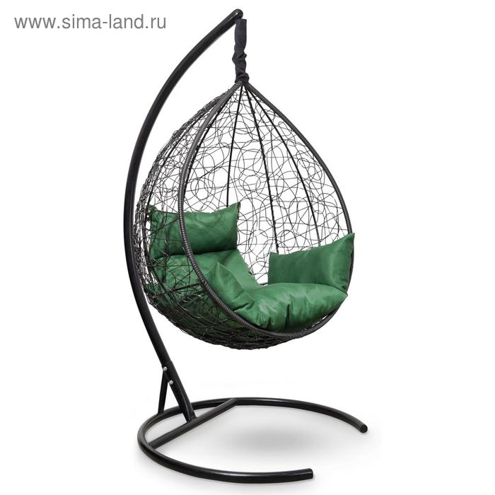 Подвесное кресло SEVILLA черное, зеленая подушка, стойка подвесное кресло кокон sevilla белый без стойки зеленая подушка