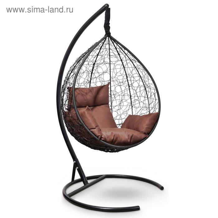 Подвесное кресло SEVILLA черное, коричневая подушка, стойка подвесное кресло sevilla черное коричневая подушка стойка